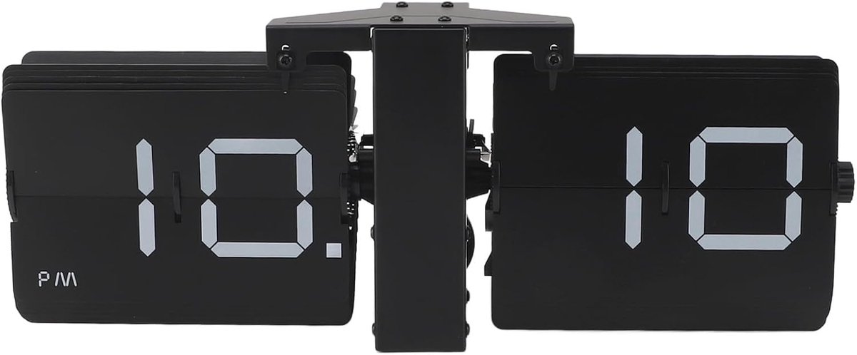 SnelShoppen - Automatische Flip Klok Mechanisme Retro Digitale Flapklok Batterij Gemakkelijk Afleesbaar Grote Cijfers Bureau Muurbevestiging Roestvrij