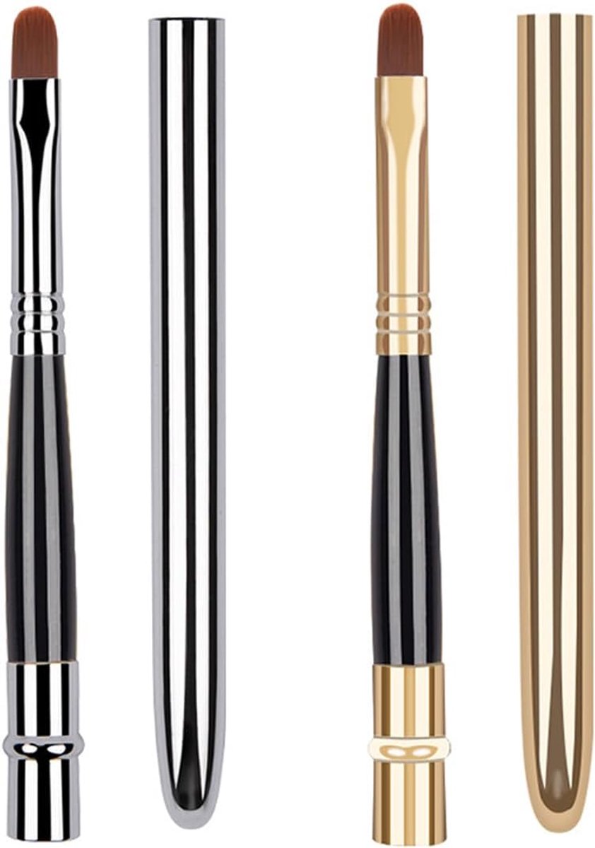 SnelShoppen - Retractable Lip Brush, Ergonomische Lippenkwast in Aluminium Tube, Compact en Makkelijk Schoon te Maken voor Thuis en Reizen, 1 Stuk