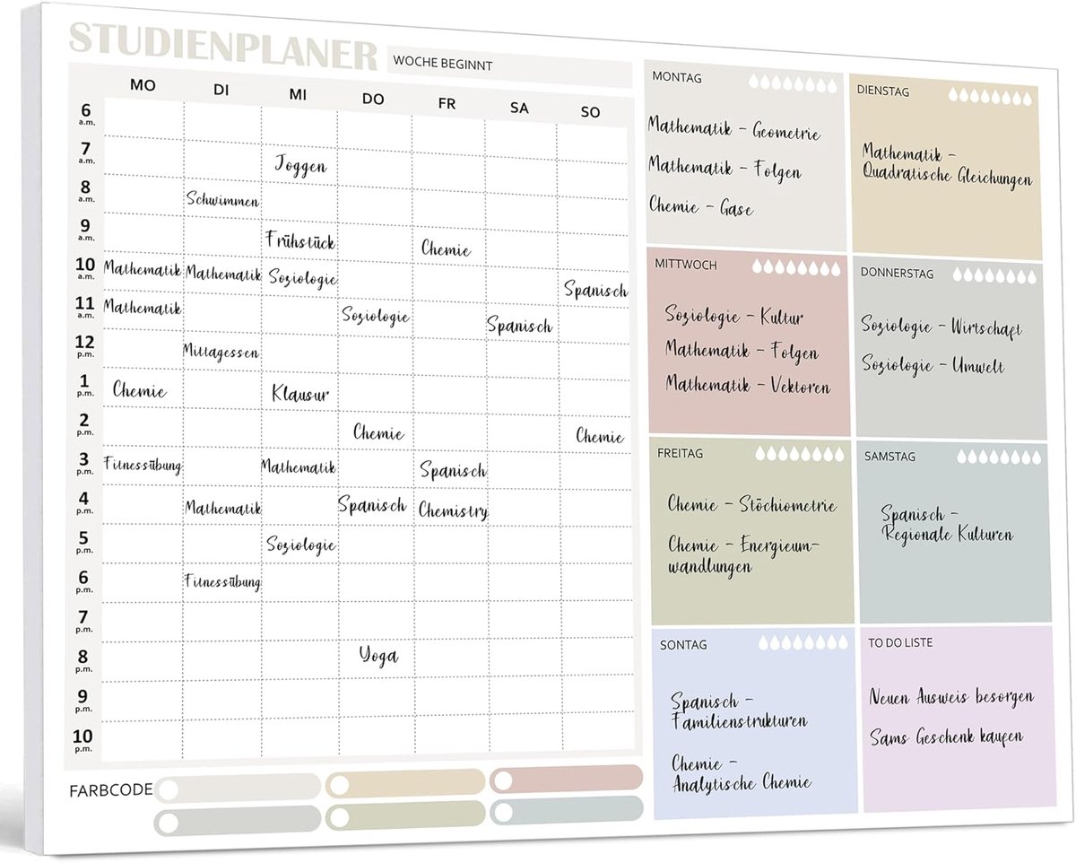 Studieplanner A4 - 50 Bladen - Weekoverzicht - Organiseer je leertijd - SnelShoppen