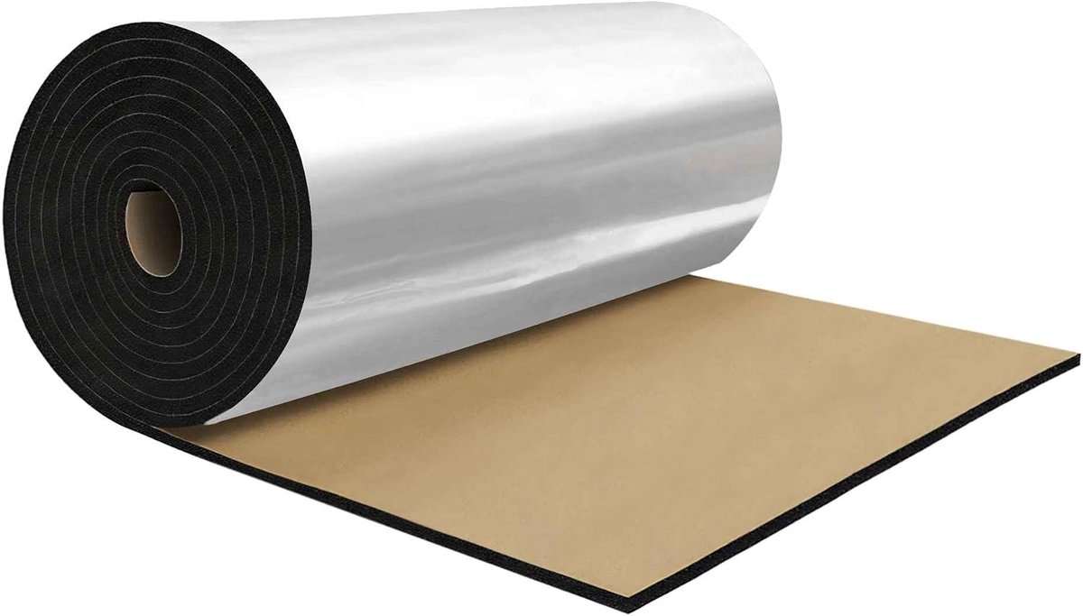 SnelShoppen - Geluidsisolatie Mat 100x50cm - Aluminium Geluiddempende Mat - Zelfklevend - 20mm - Voor Motor, Boot en Motorcover - Zilver