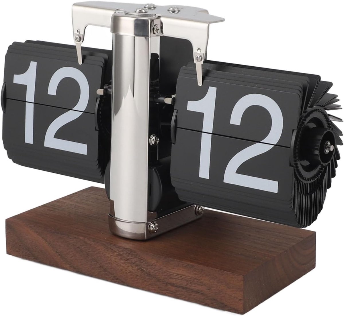 SnelShoppen - Retro Flip Klok, Mechanische Bureauklok met Houten Basis, Digitale Tafelklok, Flip Down Klok voor Woonkamer, Kantoor, Vintage Decoratie