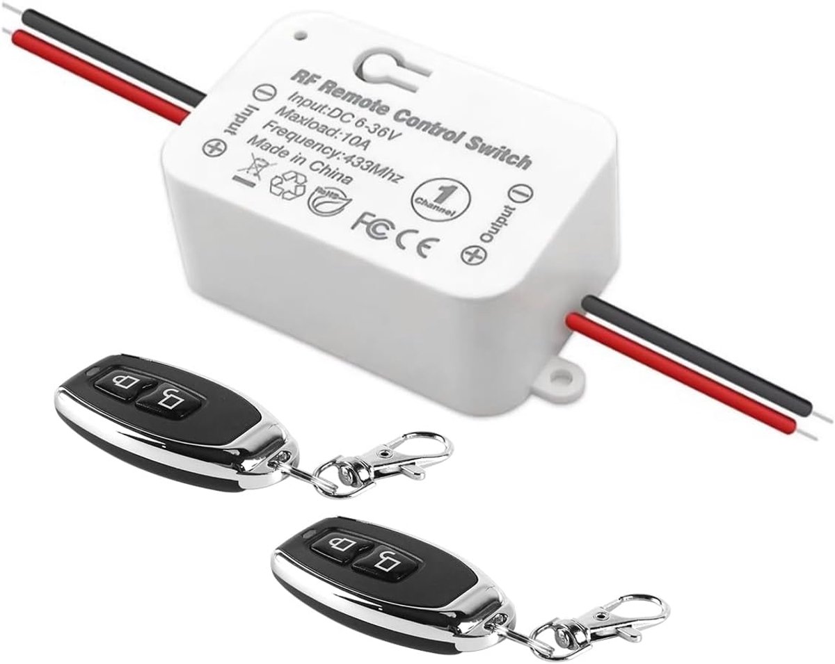 SnelShoppen - Draadloze Afstandsbediening Toegangscontrole Slimme Aan/Uit-Schakelaar met 2 Afstandsbedieningen 5V-36V voor Elektrische Deuren en Ramen