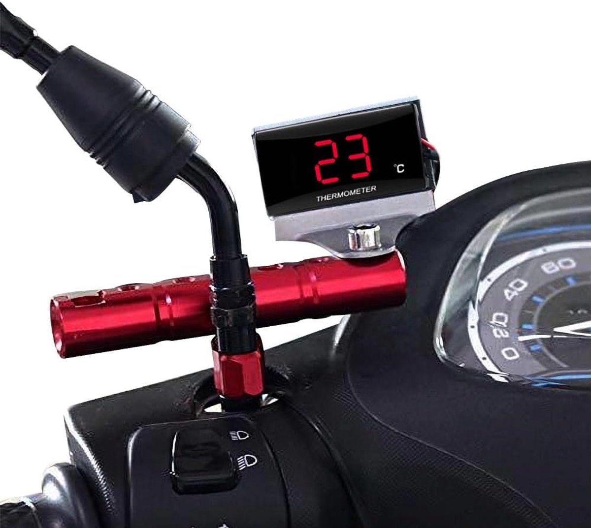 Universal Digital LED Thermometer with Sensor, Water Temperature Display 0-120, for 12 V Racing Scooter, Red Light - ShopVlot