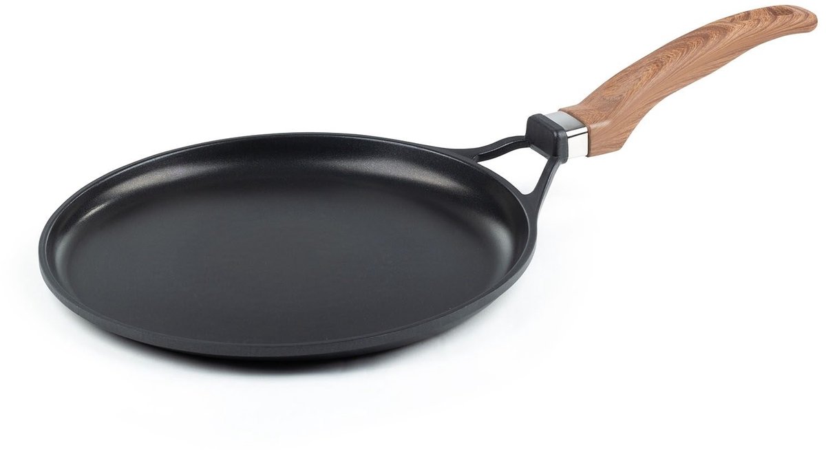 Rosmarino Black Line Pannenkoekenpan - Pannenkoekenpan inductie - Pancake Pan - Pannenkoekpan - Pannen - Pan Ø28cm - Geschikt voor alle warmtebronnen & vaatwasser - Aluminium - Zwart