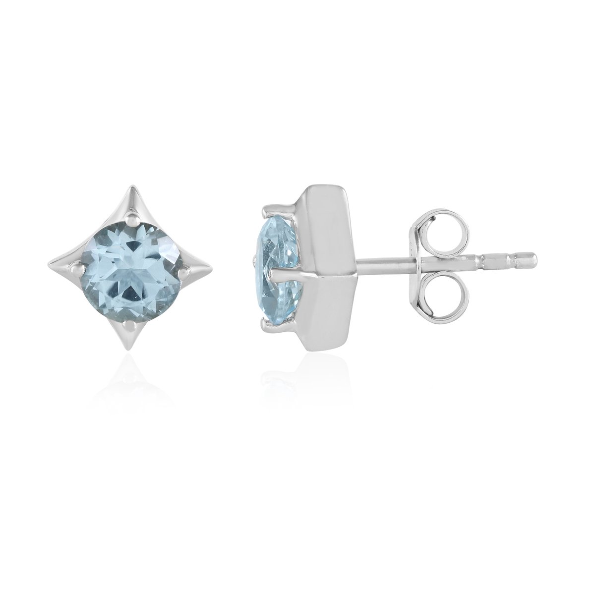 Cavill - Zilveren Oorbellen met 1,87 ct Hemelblauwe Topaas - Rond Geslepen - 925 Sterling Zilver - Platina Afgewerkt - Elegante, Draagbare Oorbellen