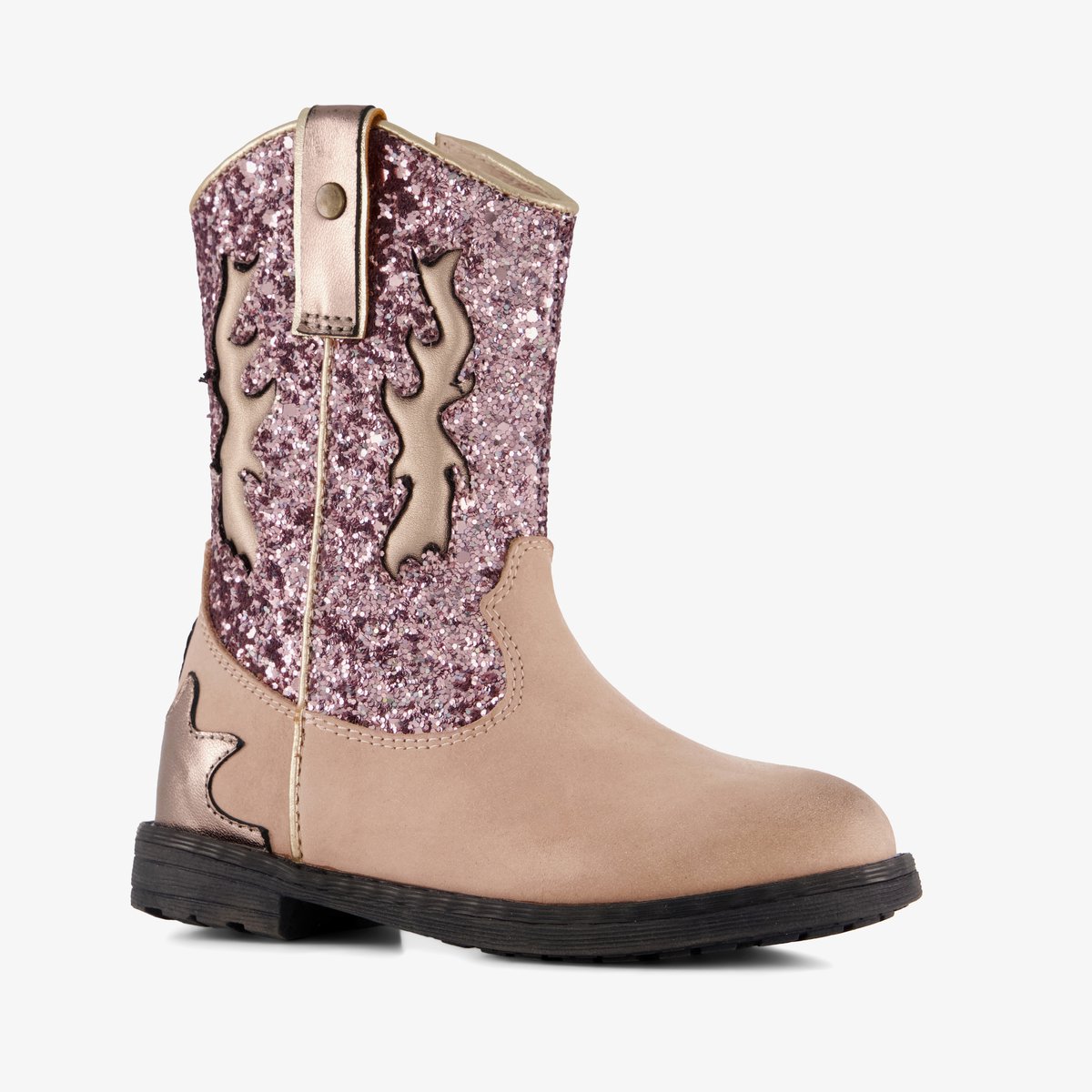 Stap leren meisjes cowboylaarzen roze beige - Maat 25