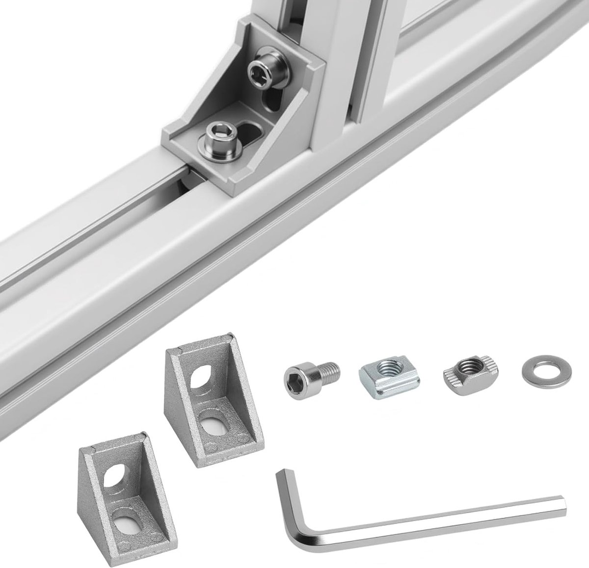 Aluminium profielen - 20 stuks - 20 x 20 mm - bevestigingsmateriaal - hoekverbinding - 90 graden hoek voor werkbanken - planken - apparaatstandaarden