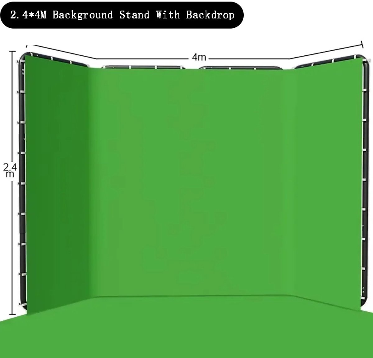 Golaro Green Screen - Achtergrondstandaard + Frame - Green Screen met Statief - Achtergrond - Verstelbare Standaard - 240x400 cm