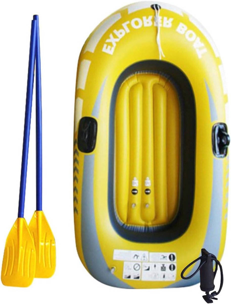Opblaasbare Boot - PVC Kajak Vissen - Waterpret Varen - Scheurvast PVC Materiaal - 180 x 96 cm - Geel