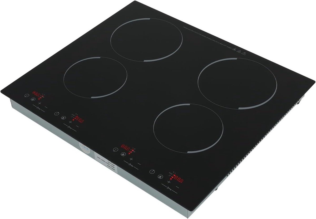 Keramische Kookplaat - Elektrisch Fornuis - Efficiënt Koken - 4 Kookzones - 596 x 51 cm - Zwart