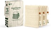 GREEN FADEL Sisal Zeepzakjes 3 Stuks - Voor Aleppo Zeep & Alle Vaste Zepen - Natuurlijk Sisal - 15 × 11 cm - Plasticvrij verpakt