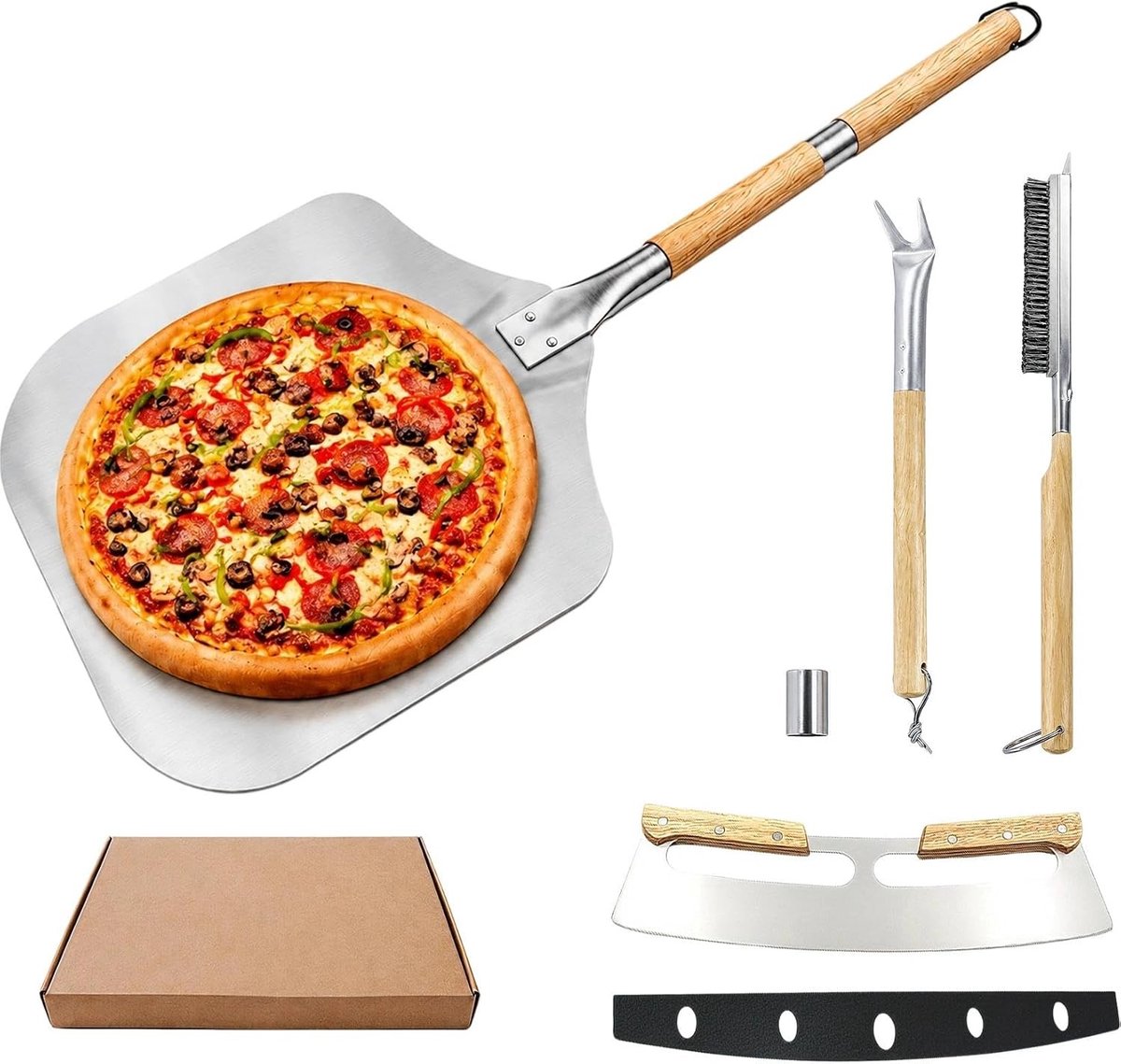 Pizzaoven Accessoireset - Inclusief Schop en Snijder - Voor Thuisgebruik