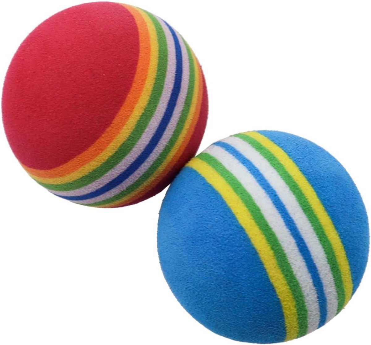 SnelShoppen - Pack van 2 spons oefengolfballen, zachte foam trainingsballen voor binnen en buiten golftraining, veilig voor tuin en netten, rood en bl