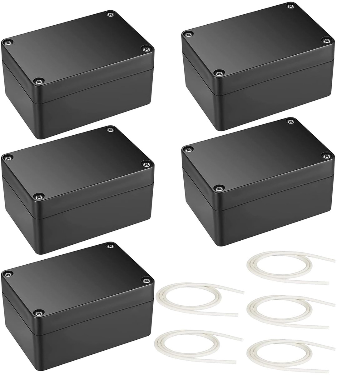 SnelShoppen - Waterdichte Aansluitdoos, 5 Stuks Buiten Junction Box, IP66, 58 x 83 x 34 mm, Zwart, Elektronische Projectdoos, Elektrische Accessoires,