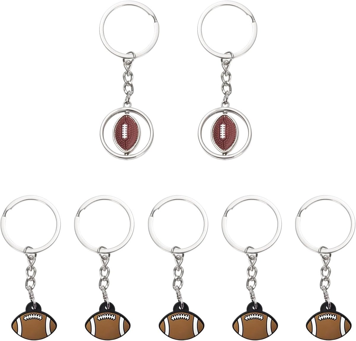 SnelShoppen - 7 Delige Rugby Thema Sleutelhanger Set, Creatieve Sport Supporters, Leuke Decoratieve Souvenirs, Bruin, Voor Sleutels, Tassen en Sportev