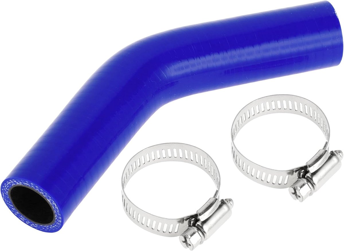 SnelShoppen - Silicone Koel Slang Set Blauw Zwart 22 mm ID 90 mm Lengte 45 Graden met Klemmen - Universele Koeling Slang voor Auto