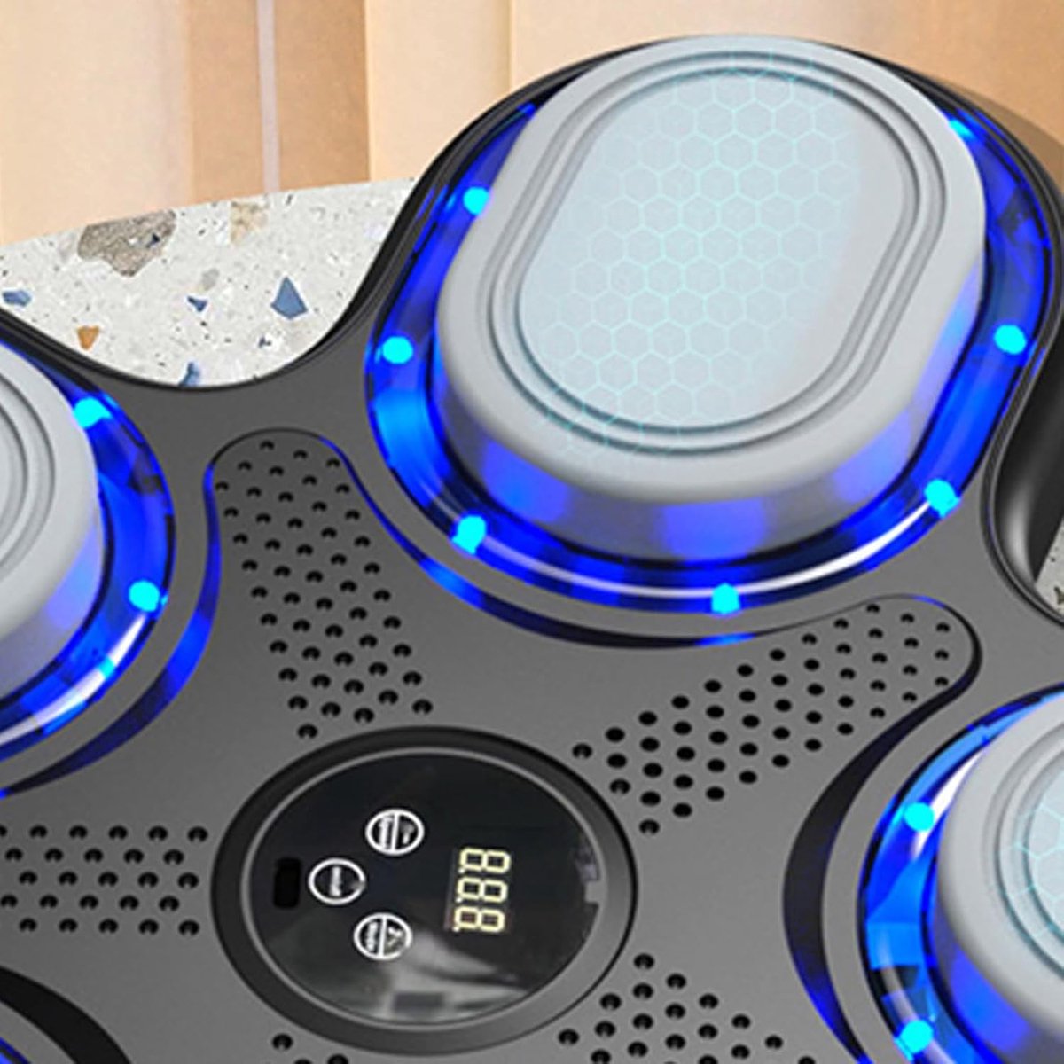 Muziek Boksmachine - Ponstrainer Muur - Fitness Training - Dynamische LED Verlichting - 37 x 35 x 5 cm - Zwart