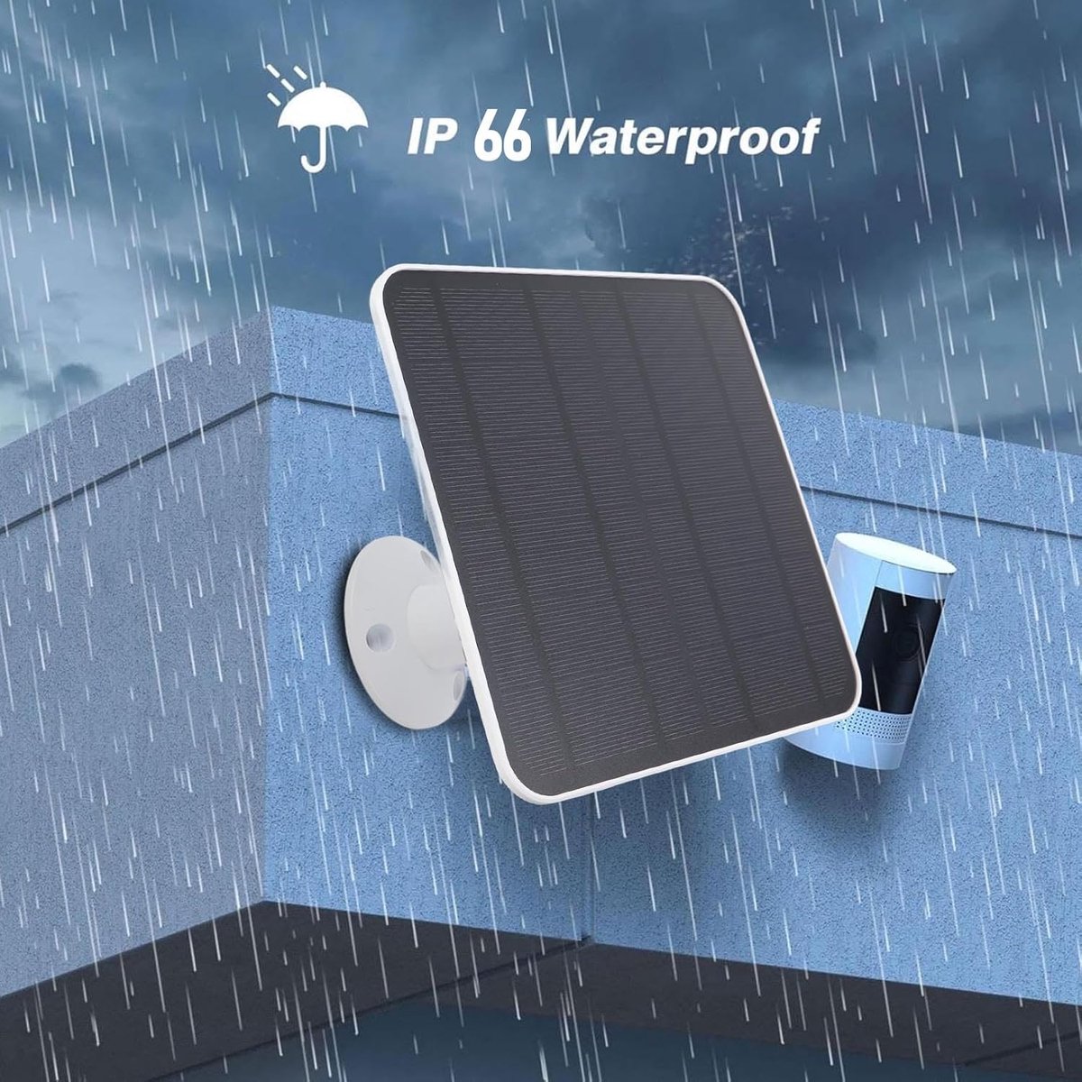 SnelShoppen - Solar Panel Charger 12W USB-C, Weerbestendig IP66, Voor XL Spotlight Camera en Vogelvoeder Camera met 360° Verstelbare Beugel