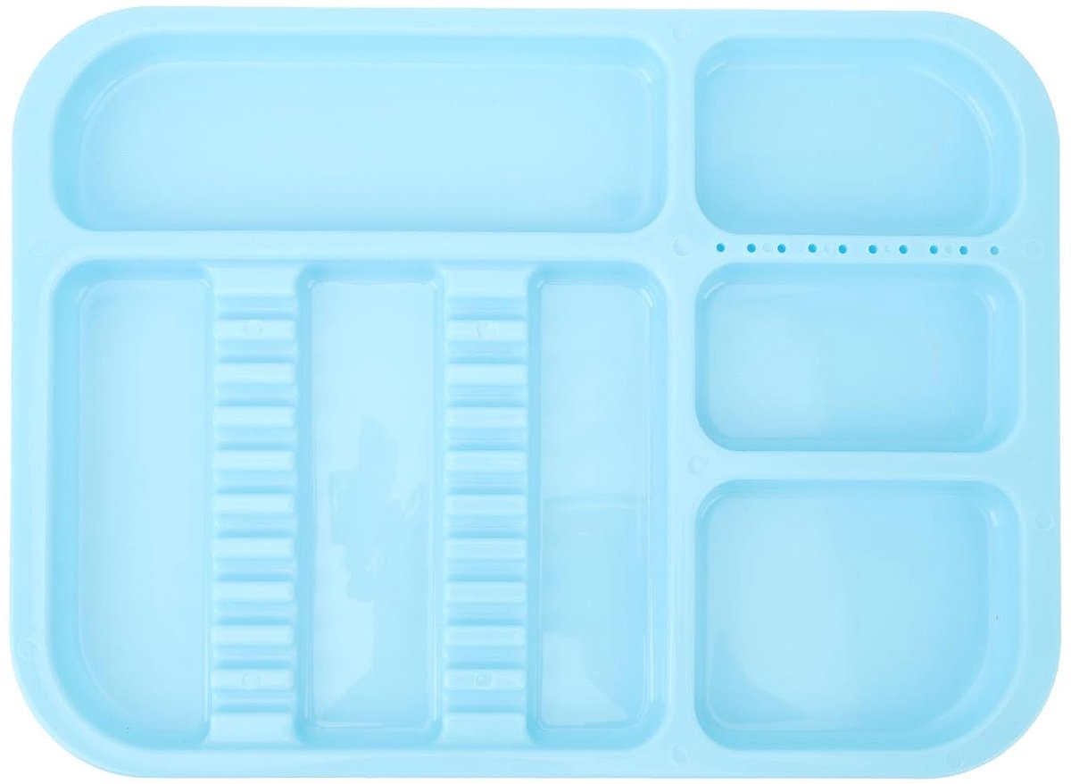 SnelShoppen - Blauwe Plastic Oral Instrumenten Box met Verdeelde Compartimenten voor Tandheelkundige Tools, Chirurgische Instrumenten en Cosmetische I