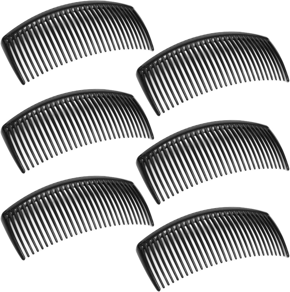 SnelShoppen - 6 Stuks Franse Twist Kam, Zijhaarkammen met 29 Tanden, Lichtgewicht ABS Kunststof Haarclip voor Fijn Haar, Zwart, Voor Vrouwen