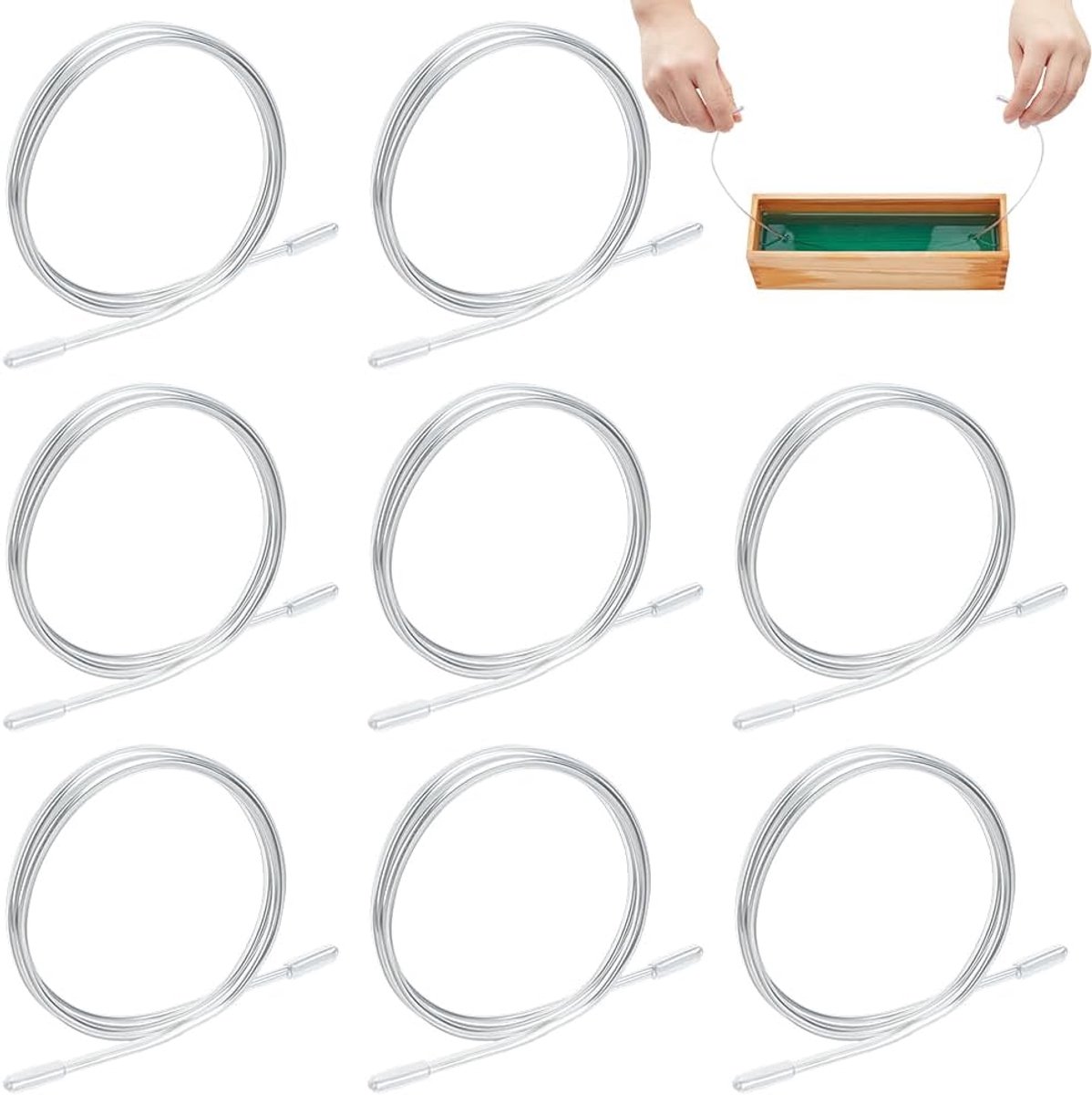 SnelShoppen - 8-delige set zeepwervelgereedschappen 70 cm lang, buigzaam, met plastic bekleding, platina kleur, aluminium knutseldraad, voor zeep make