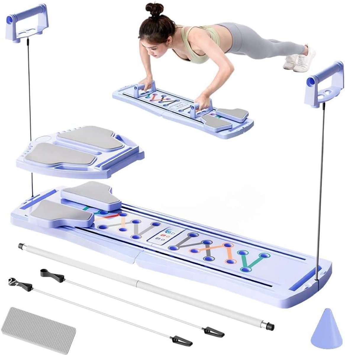 SnelShoppen - LOMUG Pilates Board - Opvouwbare Abdominal Trainer voor Thuis - Fitness Apparaat met Automatische Terugtrek en Spierversterkende Touw -