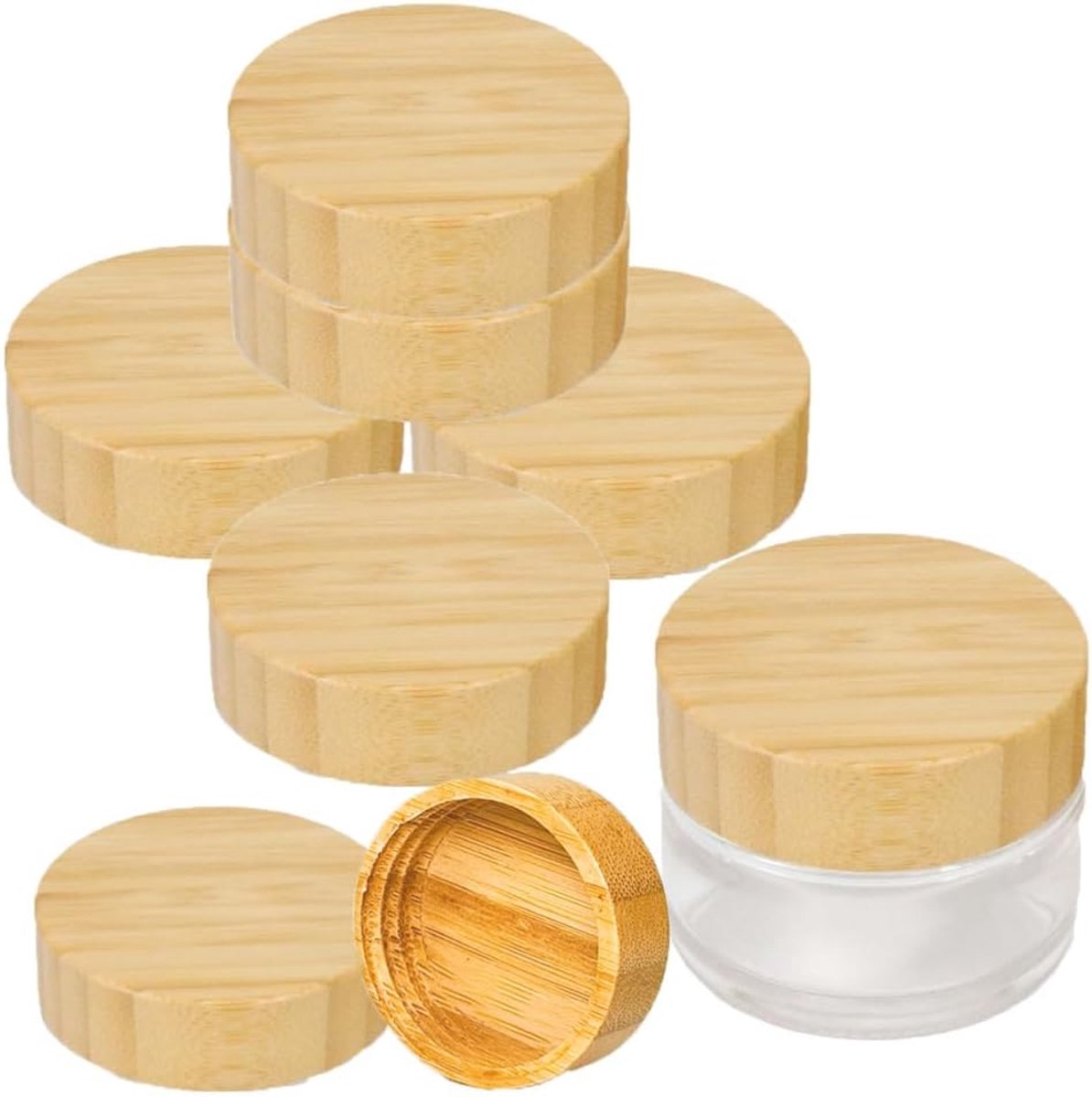 SnelShoppen - Bamboo Lids Set 40mm Natuurlijke Houten Deksels Rond voor Flessen, Mason Jar, Cosmetica, Specerijen, Herbruikbare Deksels (10 stuks)