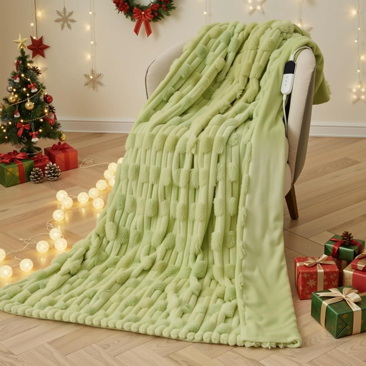 Elektrisch Dekentje - Verwarmend Kleed - Ontspannen Warmte - Tweezijdig Comfort - 130x180 cm - Groen