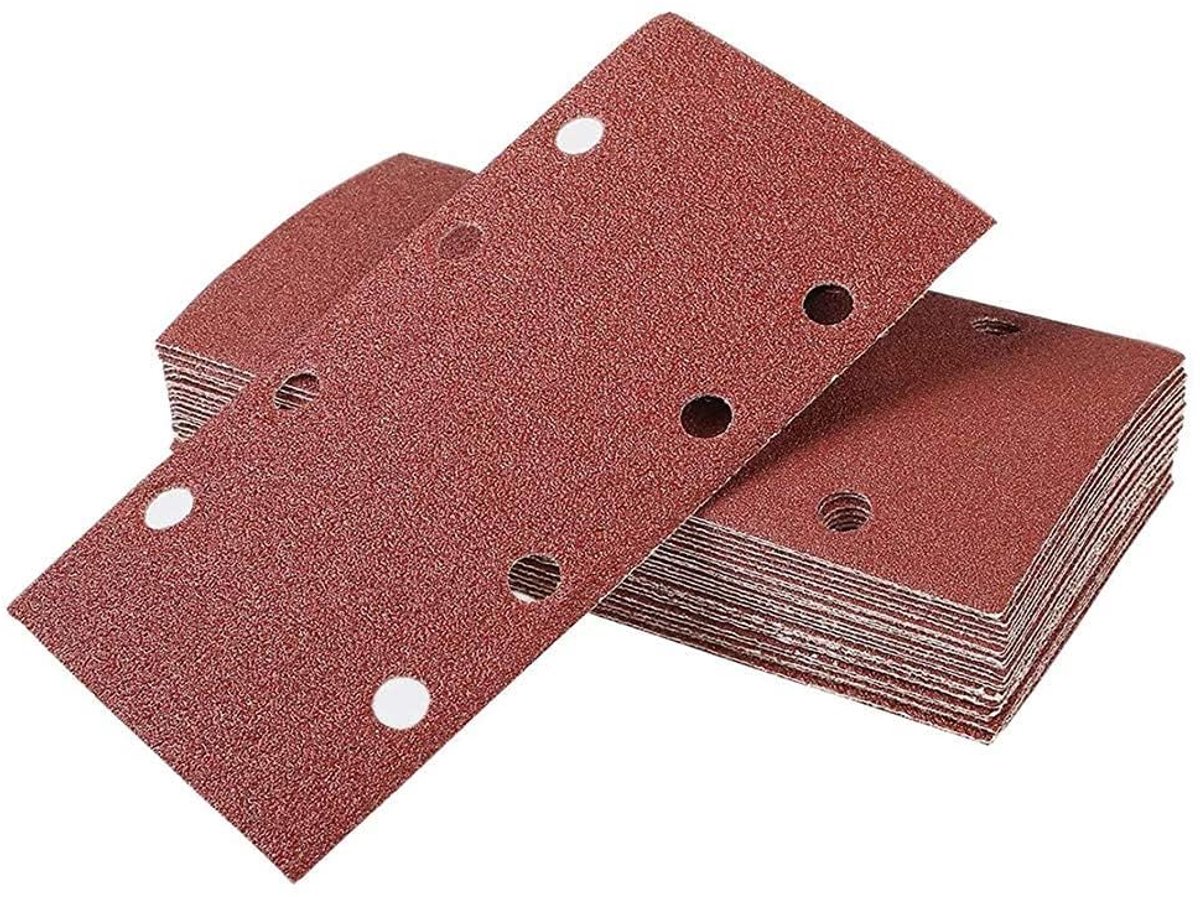 SnelShoppen - Schuurpapier voor Elektrische Excenterschuurmachine 35 Stuks 93x185mm Hout Schuurpapier met 8 Gaten 40 60 80 120 240 Korrel voor Multisc