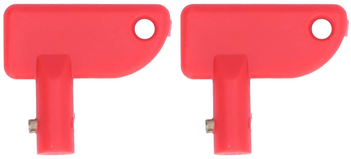 SnelShoppen - 2 Stuks Mini Schakelaar Sleutel Set - Batterij Ontkoppelaar voor Boot, Marine, Auto, Vrachtwagen - Rood, Hoogwaardige ABS en Messing