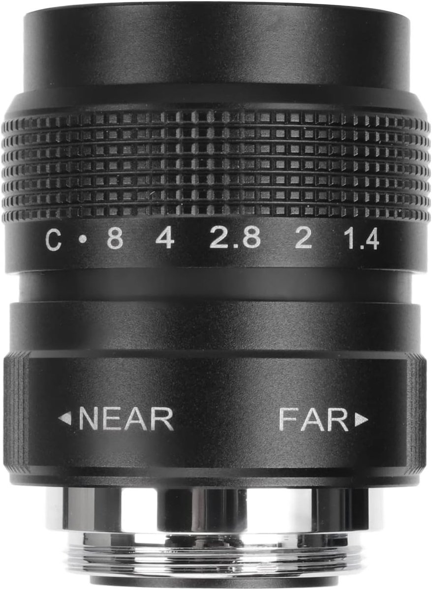 SnelShoppen - 25Mm F1.4 CCTV Lens voor C Mount Camera, Handmatige Diafragma-instelling, Focussen, 19.6 Graden Kijkhoek, C Mount Film Lens (Zwart)