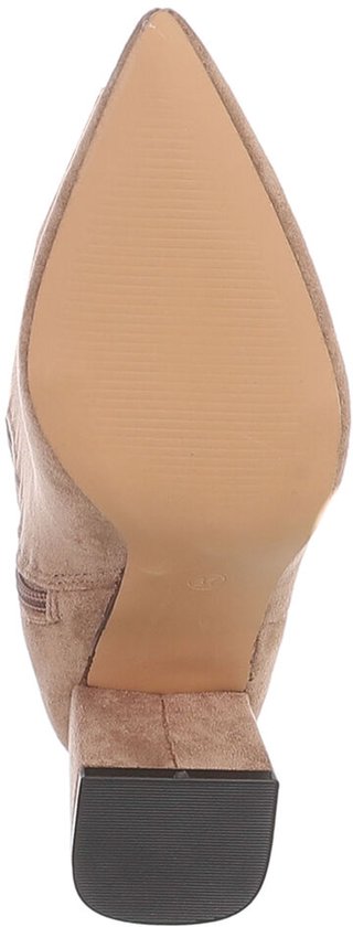 Beige suède laars zool met blokhak
