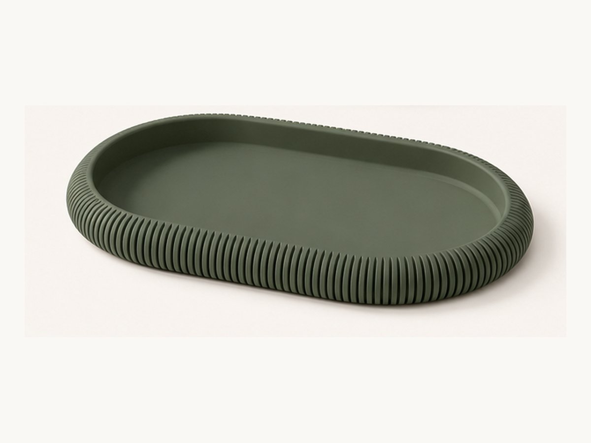 Geribbelde ovale schaal – 3D-geprinte decoratieve tray
