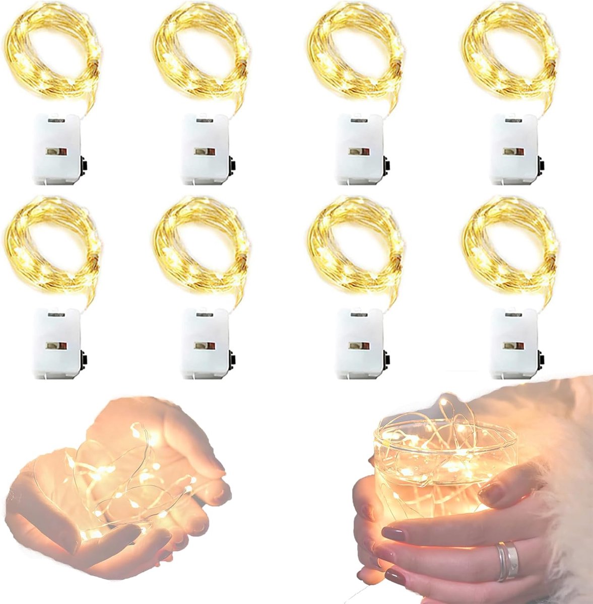 SnelShoppen - LED String Lights 10 Stuks 2M LED Parels LR44 Batterij Voeding Voor DIY Feestdecoratie, Bruiloft, Verjaardag, Kerst, Party, Flessen Vers