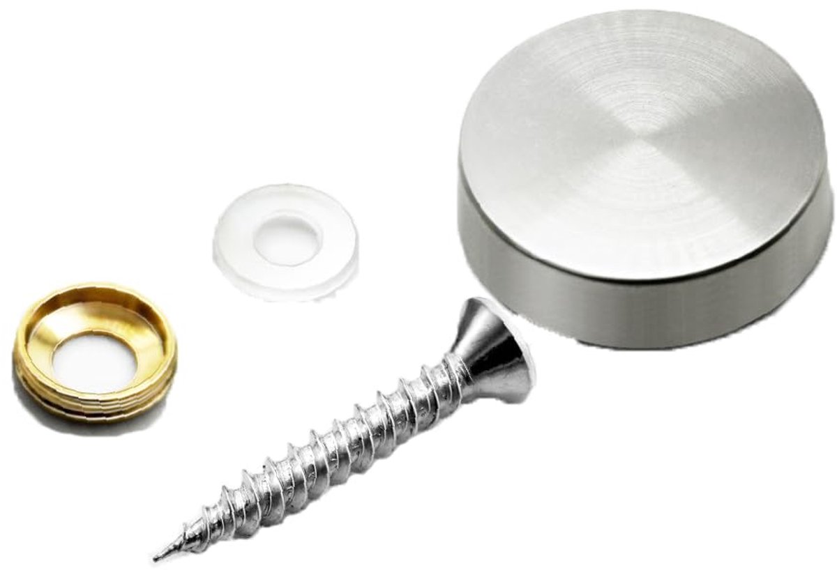 SnelShoppen - Set van 12 Stelschroeven voor Spiegels met Koperen Wasmachines - Wandbevestigingen voor Glas, Spiegels, Fotolijsten en Reclameborden - 2