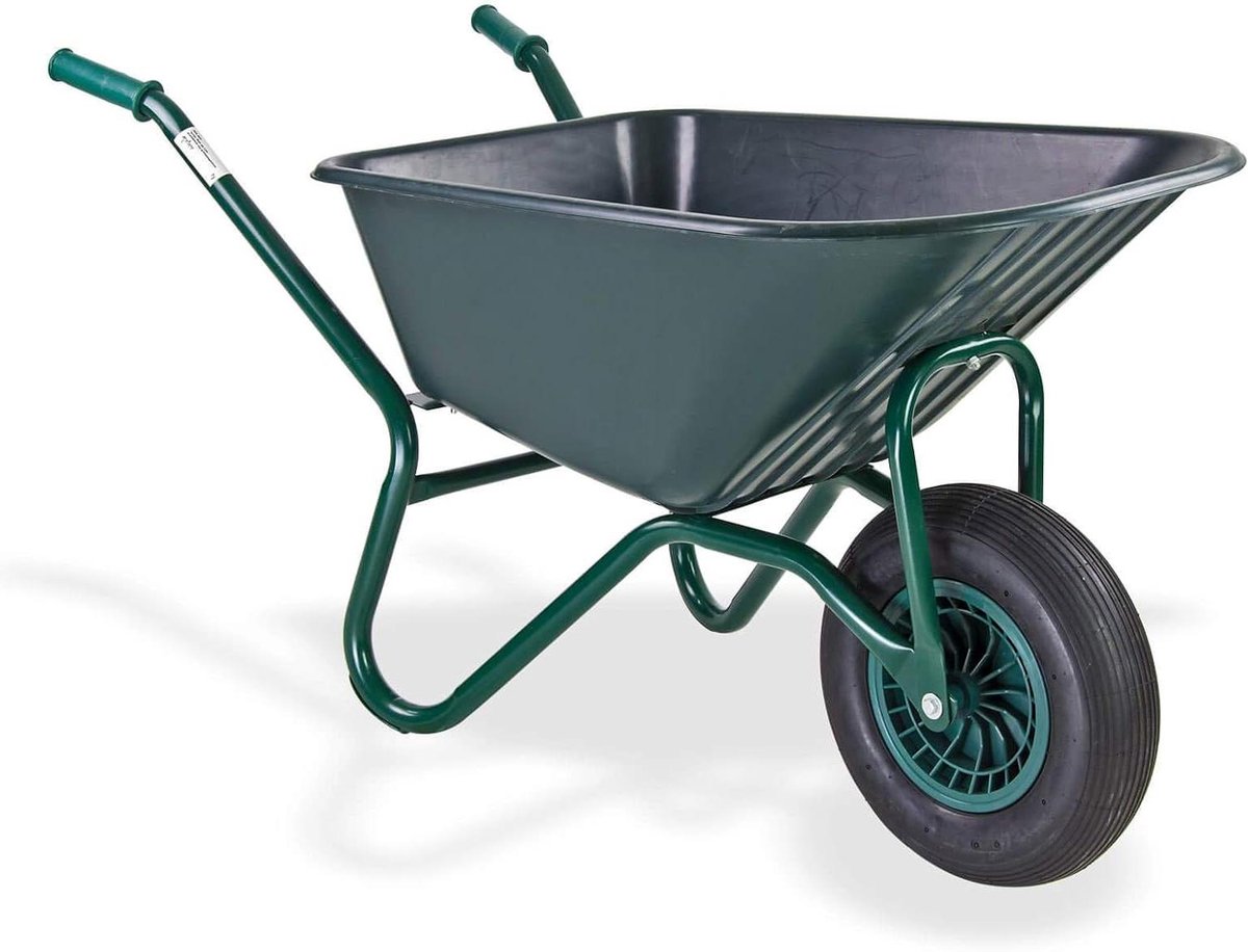 Kruiwagen - Tuinwagen Werkwagen - Tuinieren Klussen - Versterkte Kunststof Bak - 85 Liter - Zwart