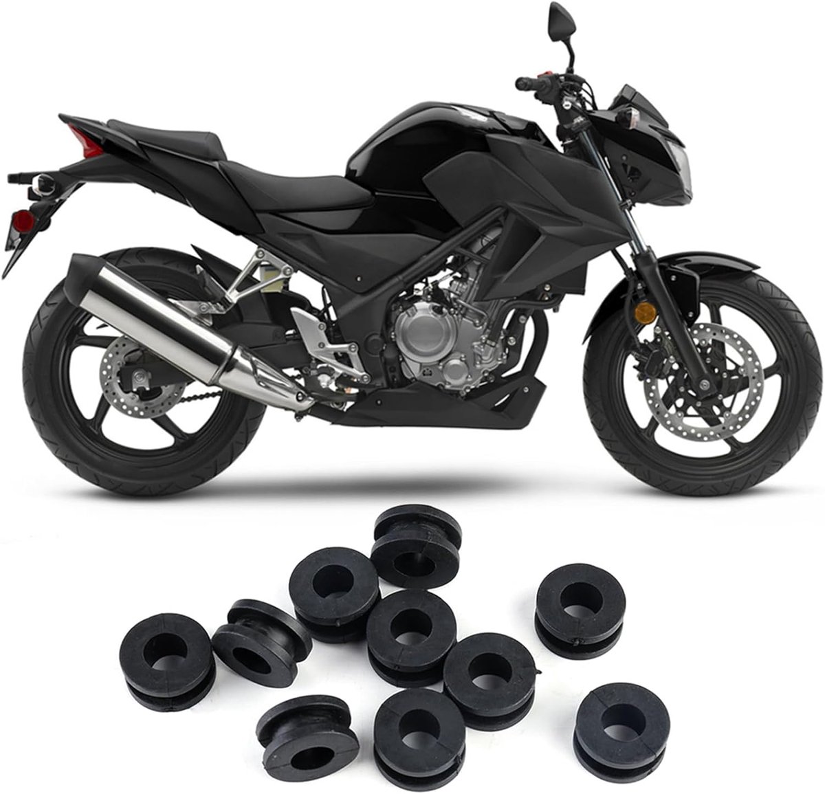 SnelShoppen - 10 Stuks Motorfiets Rubber Ringen, Vervangingsringen voor Motorfiets Behuizing, ABS Rubber Gasket, Zwart, Eenvoudige Installatie