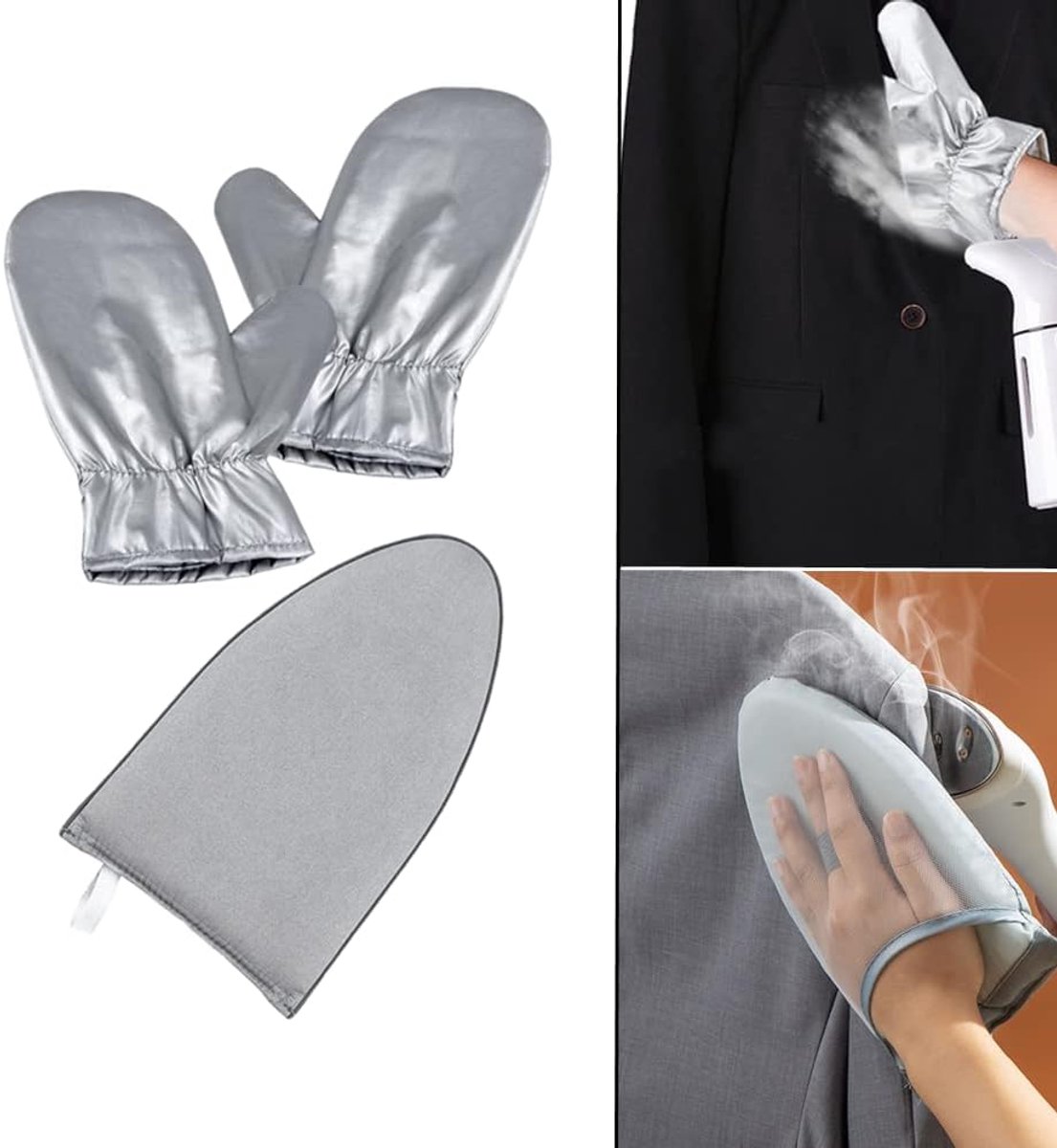 SnelShoppen - Set van 3 Mini Stoom Strijkhandschoenen met Vinger Ring - Hittebestendig voor Kleding Strijkaccessoires - Professioneel Isolerend Materi