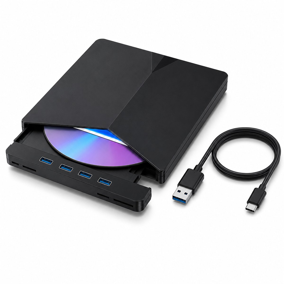 Externe cd dvd speler en brander-USB 3.0-Draagbare 7-in-1 CD-ROM DVD-drive-Geschikt voor laptops, desktops, Windows, Linux, Mac OS