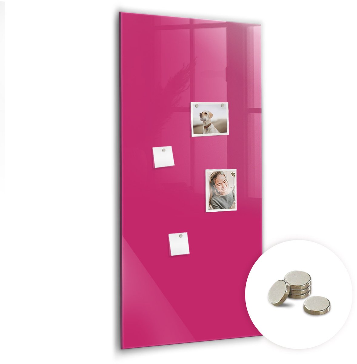 Coloray Glazen Magneetbord - Magnetisch Bord - 60x120 cm - Roze Magneetbord - Magnetic Board - Bureau Decoratie