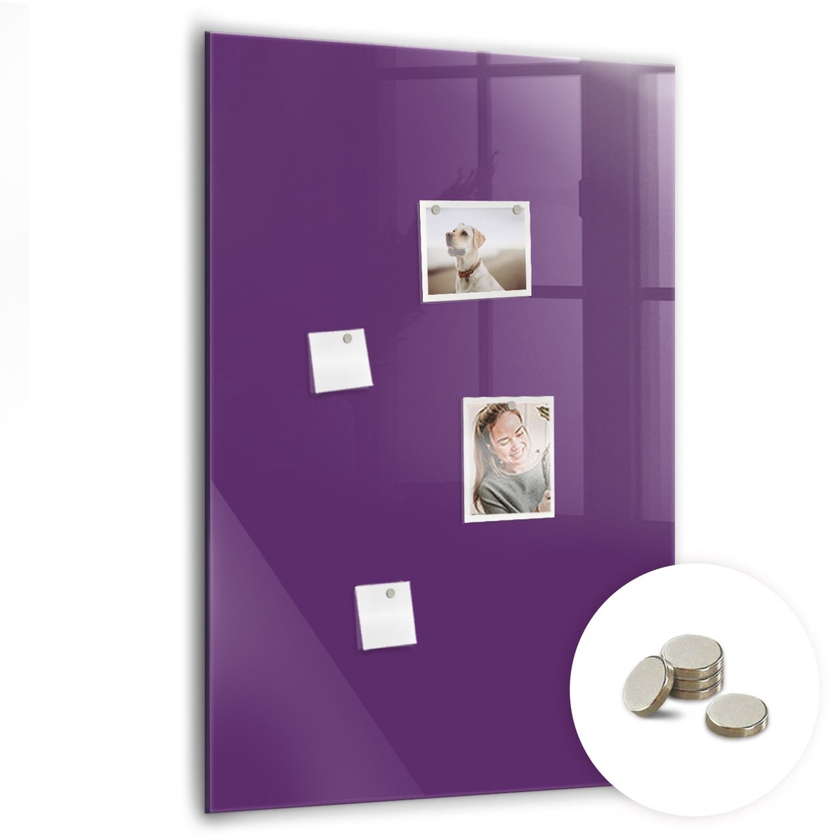 Coloray Glazen Magneetbord - Magnetisch Bord Roze kleur - 70x100 cm - Paars Magneetbord - Magnetic Board - Glazen Magneetbord