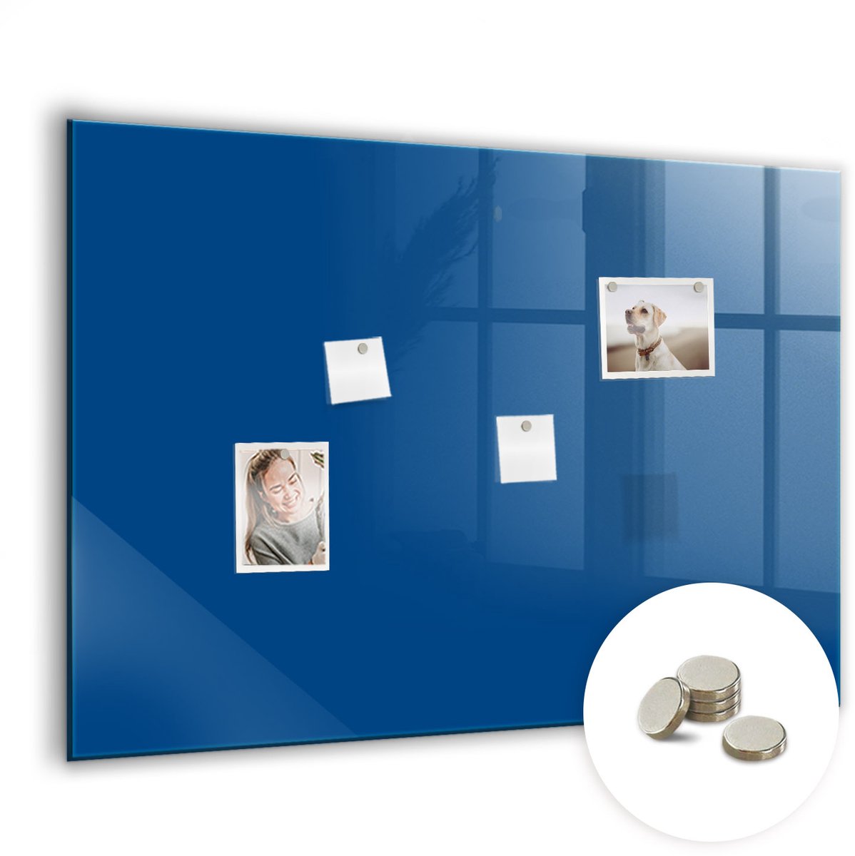 Coloray Glazen Magneetbord - Magnetisch Bord Marineblauwe kleur - 100x70 cm - Blauw Magneetbord - Magnetic Board - Magnetisch Wandbord