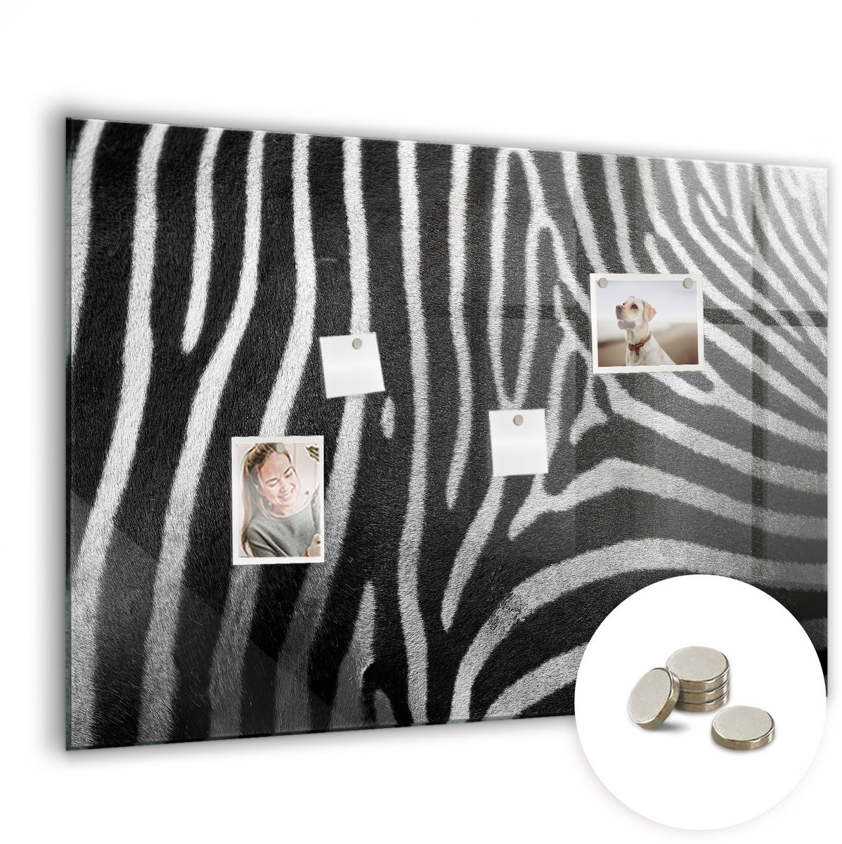 Coloray Glazen Magneetbord - Magnetisch Bord Wereldkaart - 100x70 cm - Zwart-wit Magneetbord - Magnetic Board - Magneetbord Design