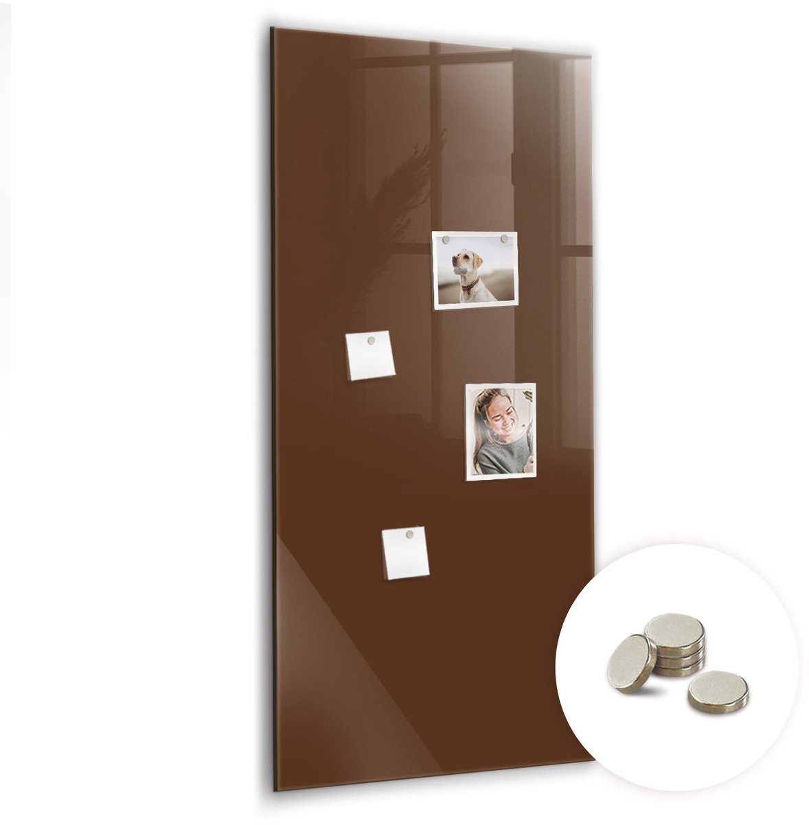 Coloray Glazen Magneetbord - Magnetisch Bord Lichtgele kleur - 60x120 cm - Bruin Magneetbord - Magnetic Board - Magnetisch Wandbord