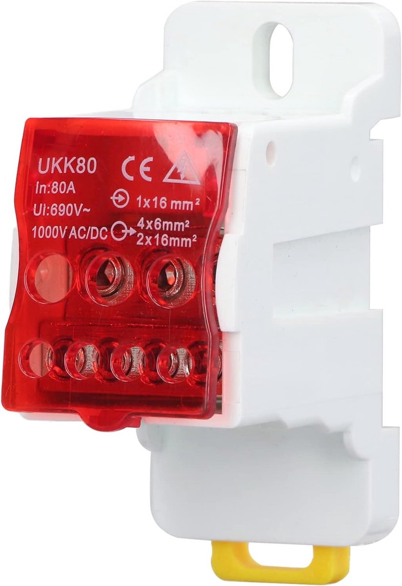 SnelShoppen - Terminal Blok UKK-80a 690V DIN Rail Verdeeldoos Universele Voeding Terminal Doos, Microcomputer Beschermingsapparaat met Beschermkap (Ro
