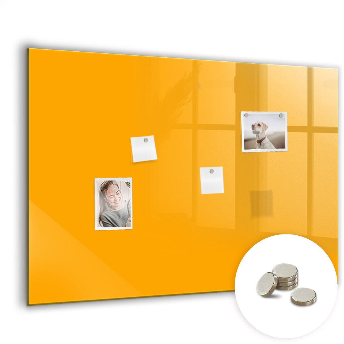 Coloray Glazen Magneetbord - Magnetisch Bord Grote wereldkaart - 100x70 cm - Donkergeel Magneetbord - Magnetic Board - Magneetbord Design
