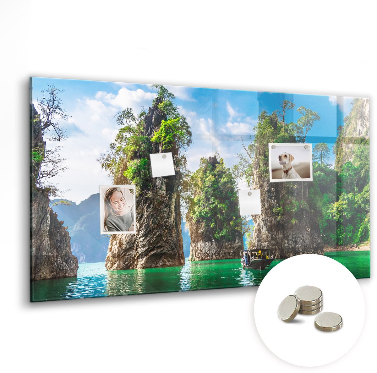 Coloray Glazen Magneetbord - Magnetisch Bord Exotische bladeren - 120x60 cm - Veelkleurig Magneetbord - Magnetic Board - Wanddecoratie