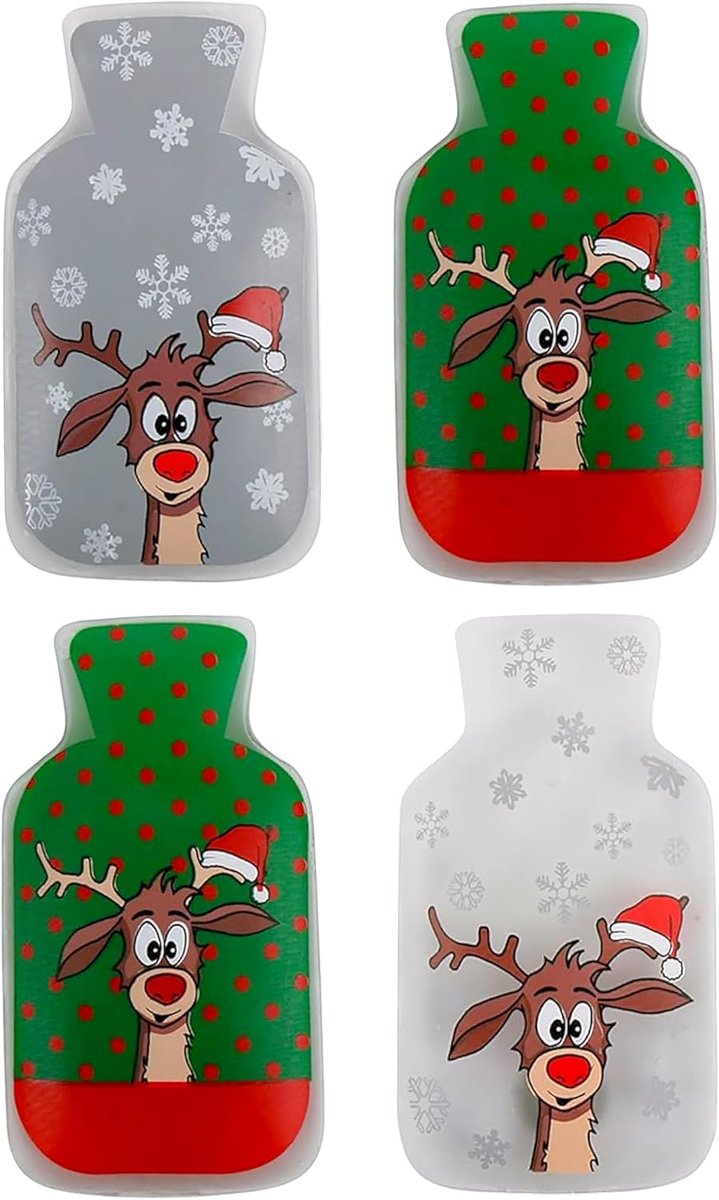 SnelShoppen - Handwarmers, Herbruikbare Warmtezakken, Set van 4 voor Koude Dagen, Ontspanning, Camping, Reindeer Design, Tot 55 Graden, Duurzaam en Mi