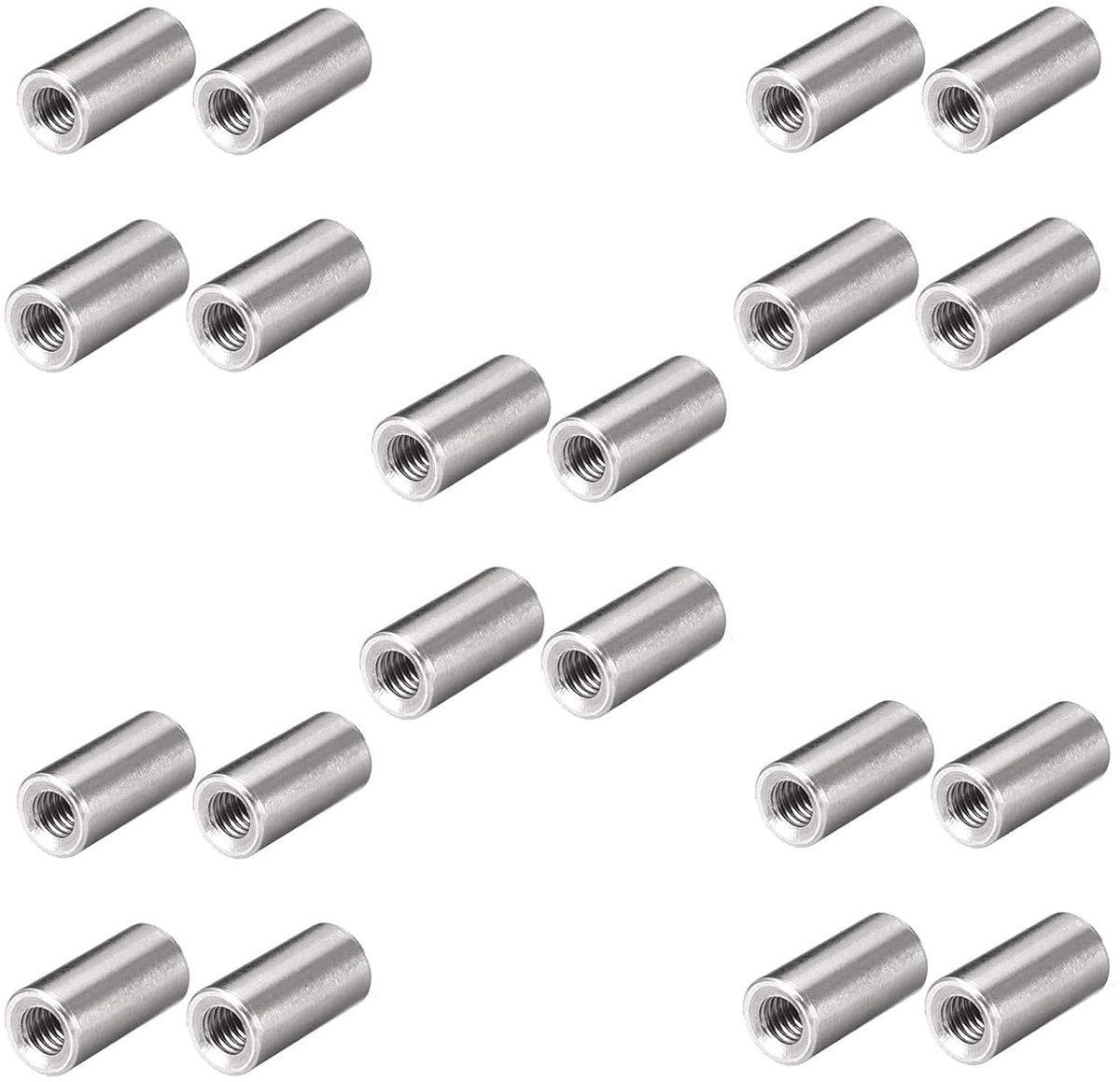 SnelShoppen - 20 Stuks M4 6x10mm 304 RVS Moer Verbinder Lange Moeren Ronde Moeren Vrouwelijke Draad Stang Set Diepe Moeren