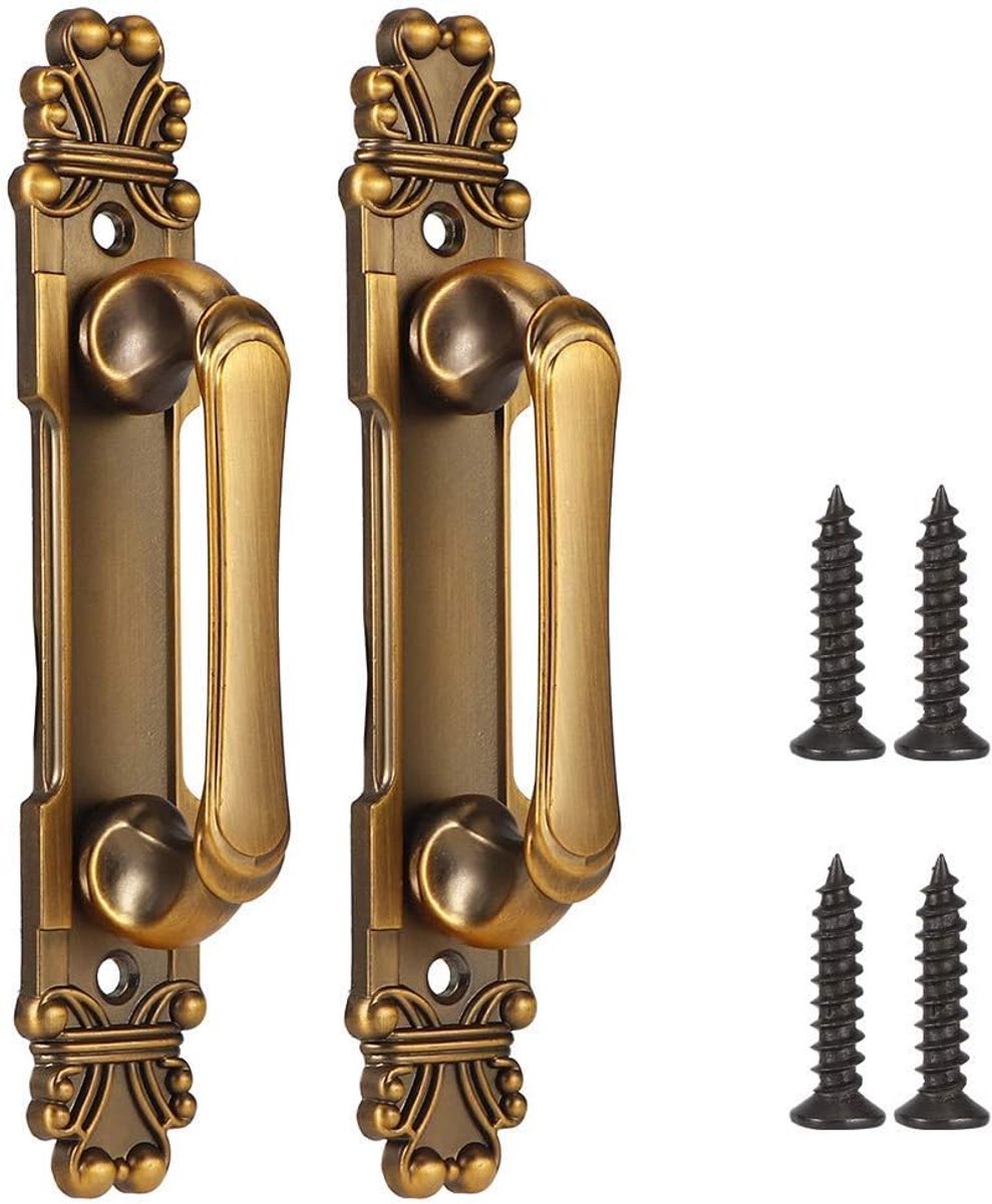 SnelShoppen - 2 Stuks Deurgrepen Meubelhendels Vintage Europese Stijl Antieke Deurgreep Kabinet Hardware Antiek Messing Kast Lussenlade Grepen Keuken